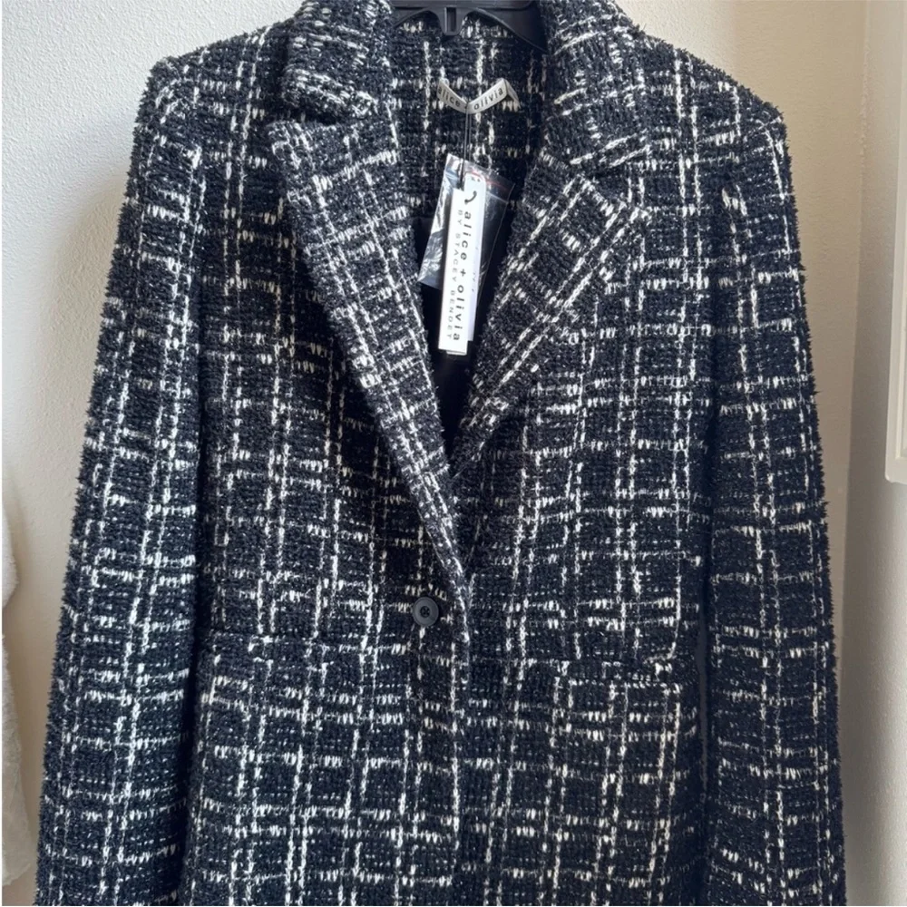 Alice + Olivia Black and White Tweed Blazer - Picture 6 of 6
